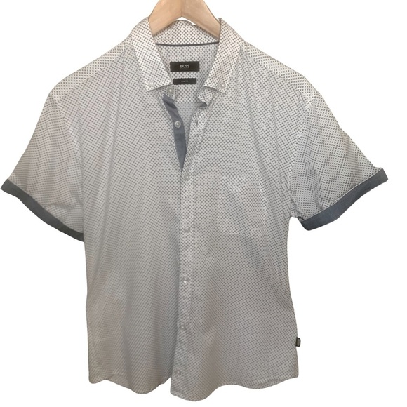 BOSS HUGO BOSS Reed Slim Fit Shirt Modern Essential Short Sleeve Button Down - Picture 6 of 16